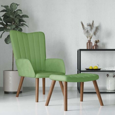 Relaxsessel mit Hocker Hellgrün Samt vidaXL