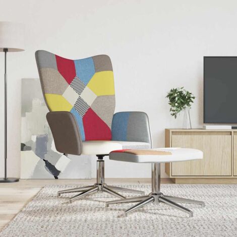 Relaxsessel mit Hocker Patchwork Stoff vidaXL