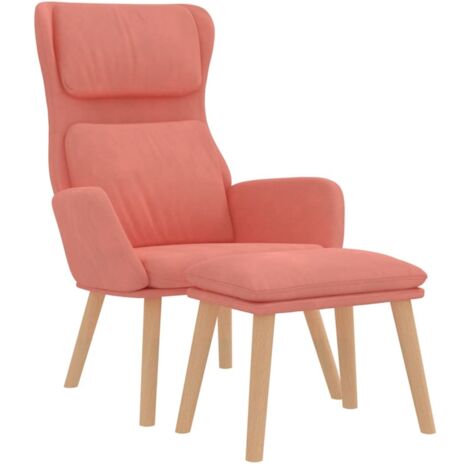 Relaxsessel mit Hocker Rosa Samt