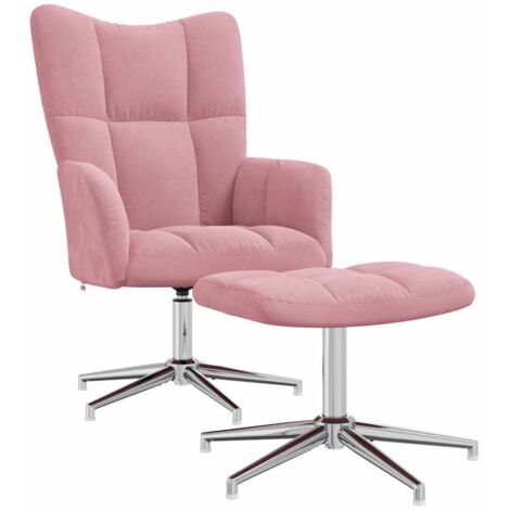 Relaxsessel mit Hocker Rosa Samt vidaXL