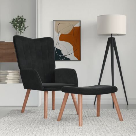 Relaxsessel mit Hocker Schwarz Samt CFW980429