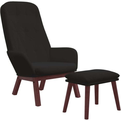 Relaxsessel mit Hocker Schwarz Samt vidaXL