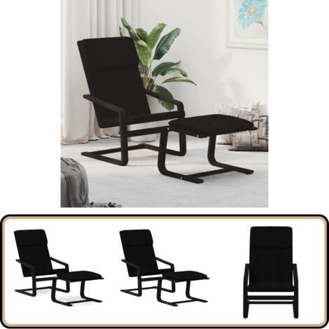 Relaxsessel mit Hocker Schwarz Stoff - Komfortsessel - Sessel Mit Fußhocker - Relaxsessel - Beistelltisch - Lounge Chair