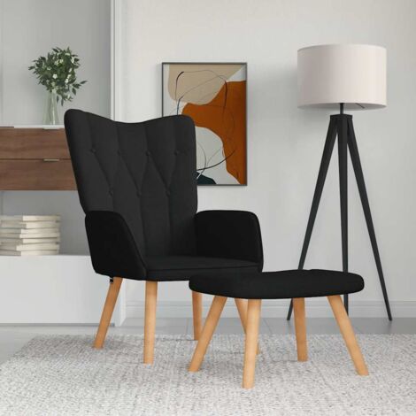 Relaxsessel mit Hocker Schwarz Stoff vidaXL