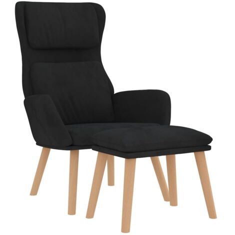 Relaxsessel mit Hocker Schwarz Velvet