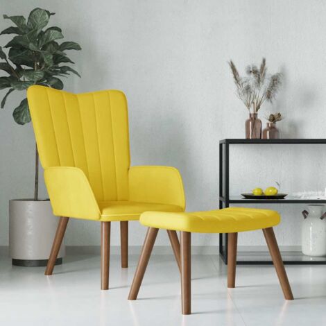 Relaxsessel mit Hocker Senfgelb Samt vidaXL