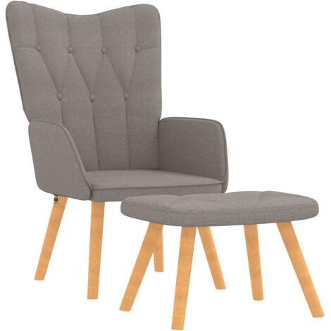 Relaxsessel mit Hocker Taupe Stoff vidaXL