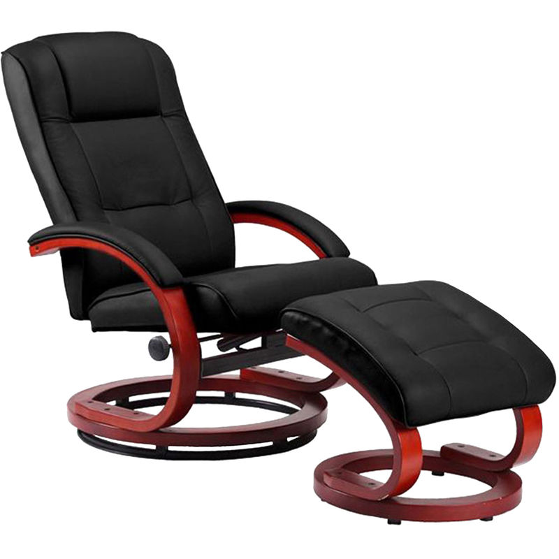 HHG - Relaxsessel mit Hocker und Massagefunktion Kunstleder, schwarz