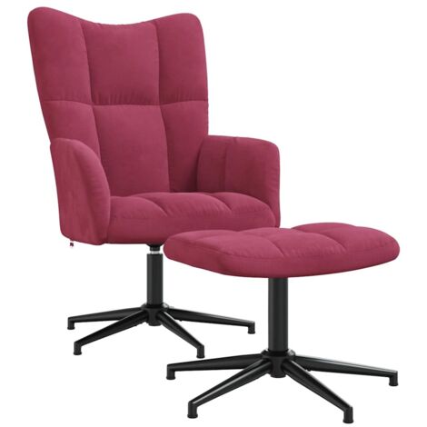 Relaxsessel mit Hocker Weinrot Samt vidaXL
