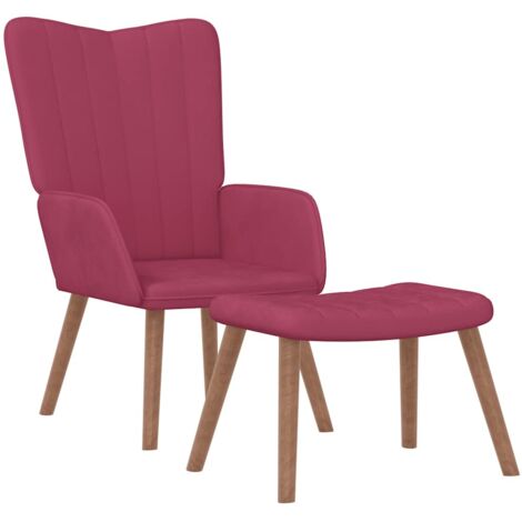 Relaxsessel mit Hocker Weinrot Samt vidaXL