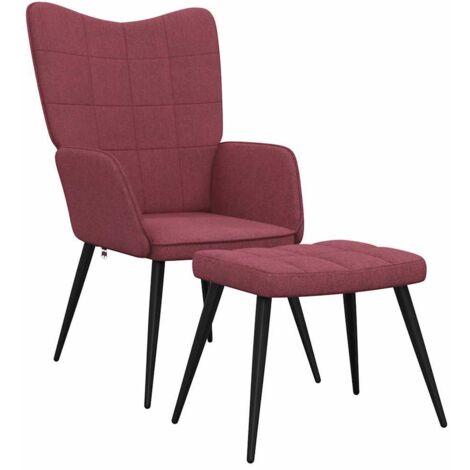 Relaxsessel mit Hocker Weinrot Stoff vidaXL