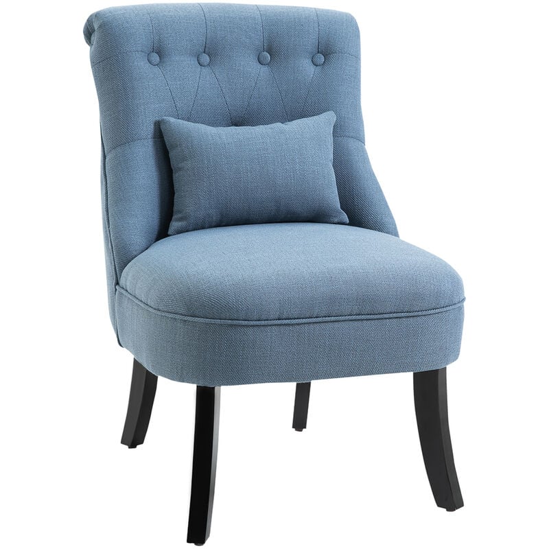 Relaxsessel mit Rückenkissen, Sessel, Fernsehsessel, Erhöhte Füße, Leinen, Blau, 52,5 x 69 x 77 cm - blau - Homcom