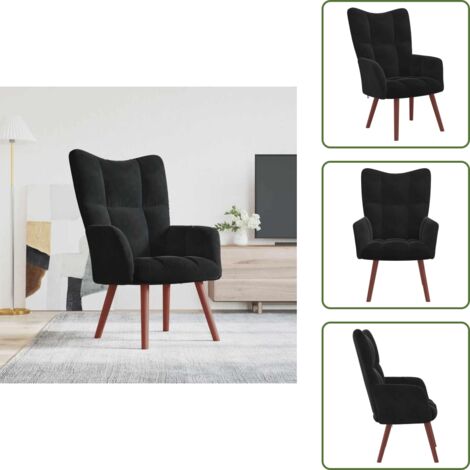 Relaxsessel Schwarz Samt - Sessel - Samt Sessel - Schwarzer Sessel - Wohnraum Dekoration - Lounge Sessel