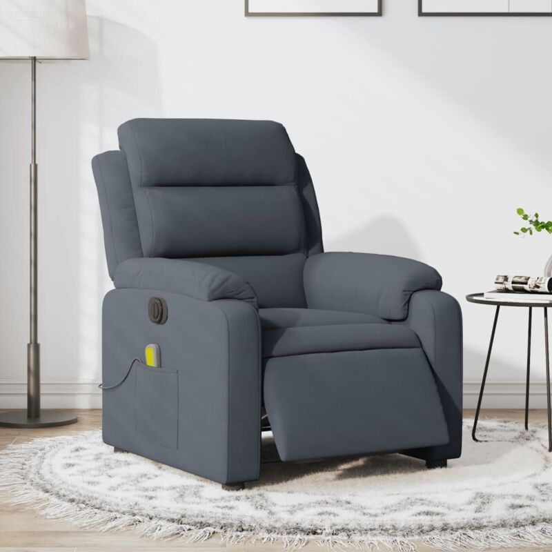Massagesessel Elektrisch Dunkelgrau Samt - Vidaxl