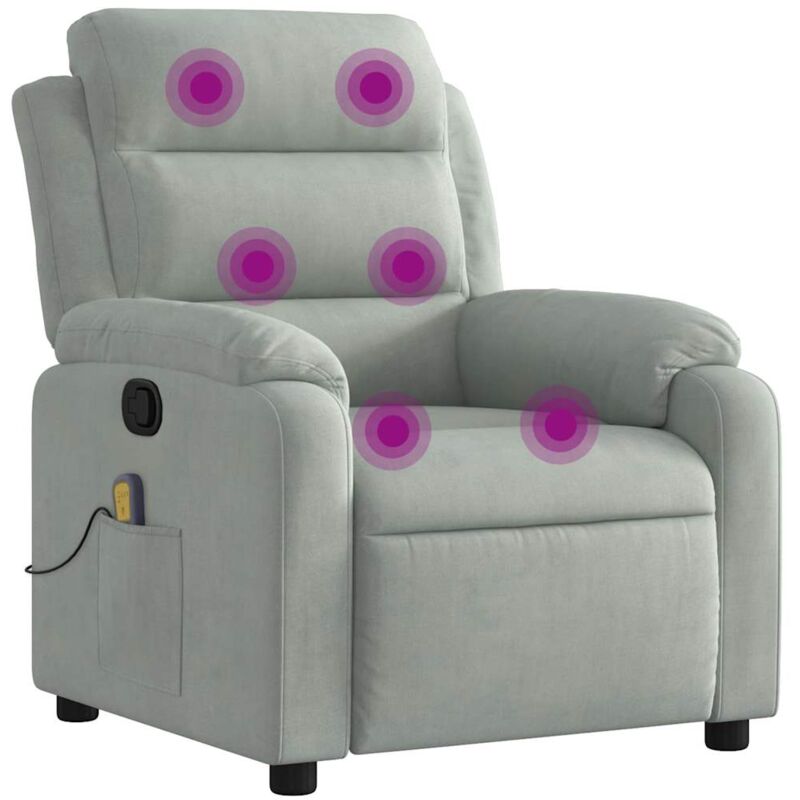 Massagesessel Hellgrau Samt - Vidaxl