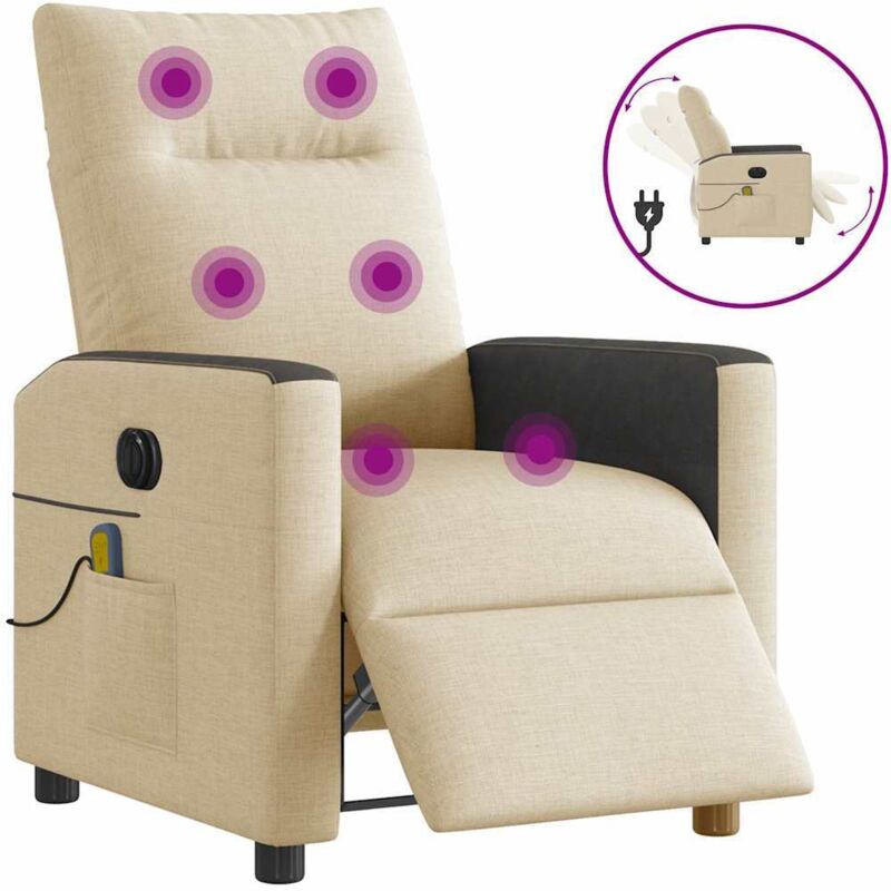 Massagesessel Elektrisch Creme Stoff - Vidaxl