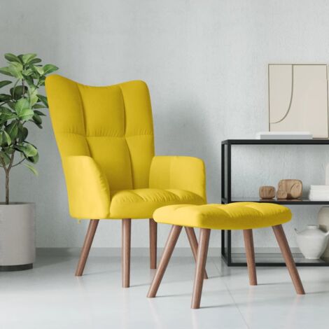 Relaxsessel，Liegesessel，Fernsehsessel mit Hocker Senfgelb Samt DNVEU45004