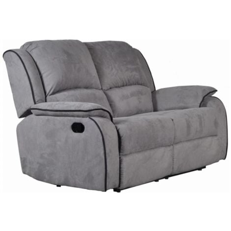 VENTE-UNIQUE Relaxsofa 2-Sitzer - Microfaser - Grau - HERNANI