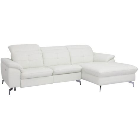 Relaxsofa Ecksofa Leder - Ecke Rechts - Elfenbein - LISMORE