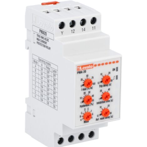 Relé amperométrico Lovato monofásico 5/16A 24-240V 2 módulos PMA20240