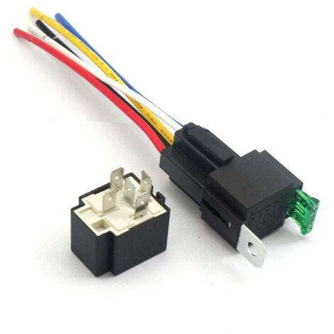 Relé automotriz KZQ de 12 V, 5 pines SPST con 6 fusibles de cuchilla ATO/ATC de 30 A