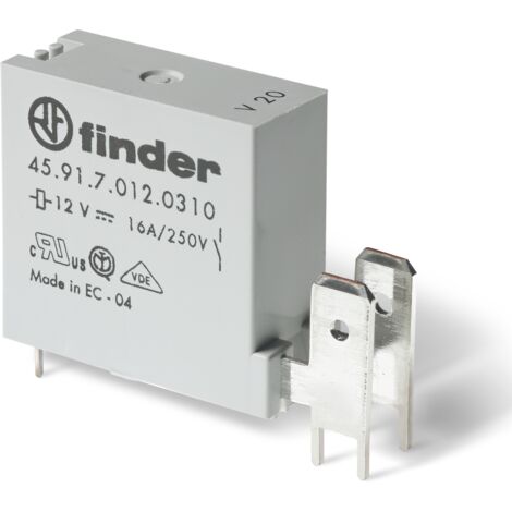 Relè di potenza, con faston 250, 12 Vdc, SPST-NO, 16 A,  foro passante (THT), serie 45.91 - Finder 45.91.7.012.0310