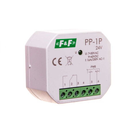 Relè elettromagnetico 1P 16A 7-30V AC/9-40V DC PP-1P-24V