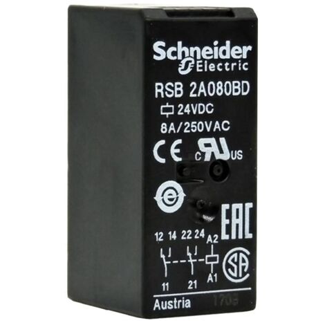 Relé enchufable HARMONY 2 NA/NC 8A 24V DC con temperatura de -40 °C a 40 °C