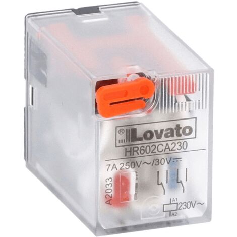 Relé industrial Lovato 7A 2 interruptores 230VAC + LED HR602CA230