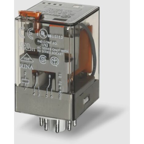 Relè industriale 2 contatti scambio, 10 a, bobina dc 12 v octal finder 601290120040