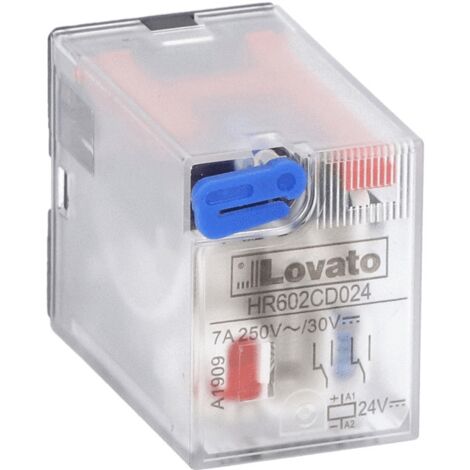 Relè industriale Lovato 7A 2 scambi 24VDC + LED HR602CD024