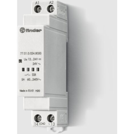 Relè modulare allo stato solido 5 a, 230 v ac, 1 contatto no commutazione zero crossing finder 770182308050