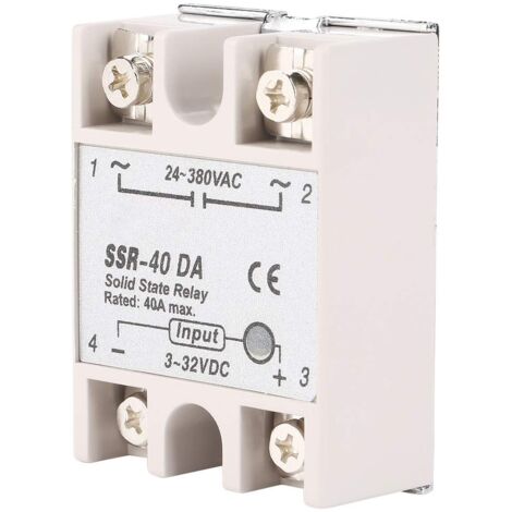 Relé monofásico de estado sólido DC-AC SSR-40DA 40A voltaje de entrada 3-32V DC voltaje de salida 24-380V AC Ulisme