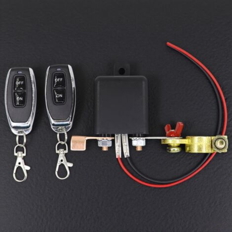 Relè per batteria automobilistica da 12 V, interruttore di disconnessione batteria wireless con telecomando e 2 telecomandi.