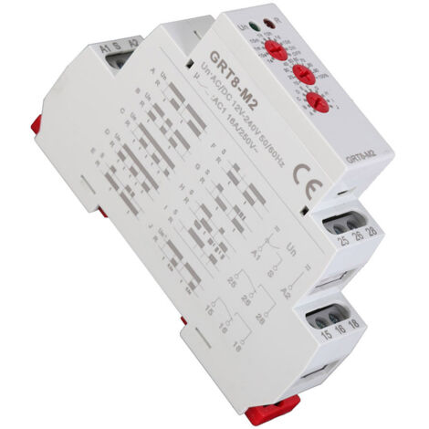 Relè temporizzato multifunzione a 10 funzioni GRT8-M2, montaggio su guida DIN, CA/CC 12 V-240 V