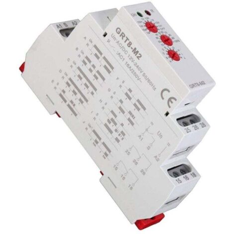 Relè temporizzato multifunzione QiMeiTech, GRT8-M2 AC/DC 12V-240V, interruttore relè temporizzato con 10 funzioni, montaggio su guida DIN per apparecchiature industriali, controllo dell'illuminazione