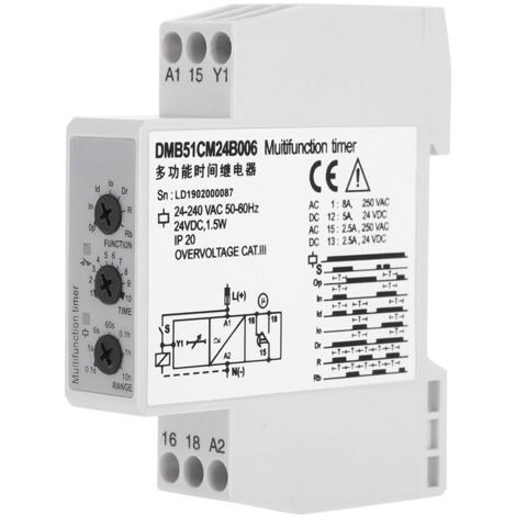 Relè temporizzato multitensione 24 V CC e 24-240 V CA con 7 opzioni di funzione