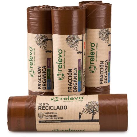 Relevo Sacchi Spazzatura con Laccetti, 100% riciclati, 20 litri, 60 unità