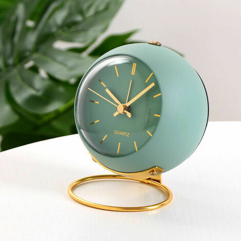 Relogeuhr Analog Alarm Clock with Lights, Retro Small Silent Alarm Clock Student Bedside Luminous Pointer Clock, Suitable for Heavy Sleepers, Placed on Desk, Bedside, Living Room