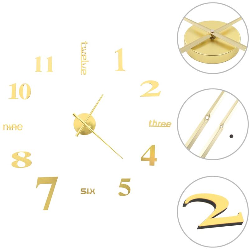 

Happyshopping - Reloj 3D de pared con diseno moderno 100 cm XXL dorado