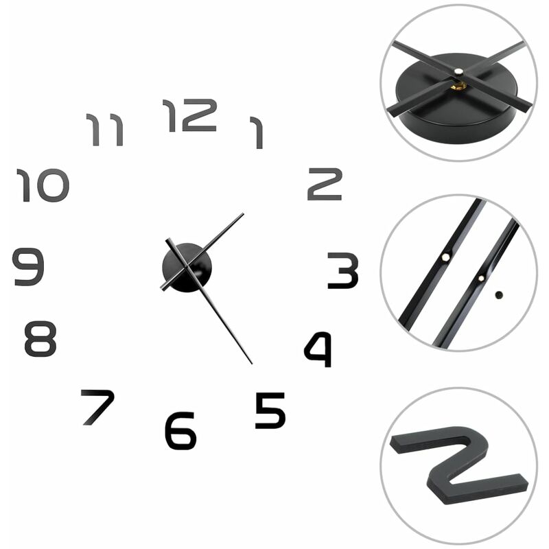 

Happyshopping - Reloj 3D de pared con diseno moderno 100 cm XXL negro