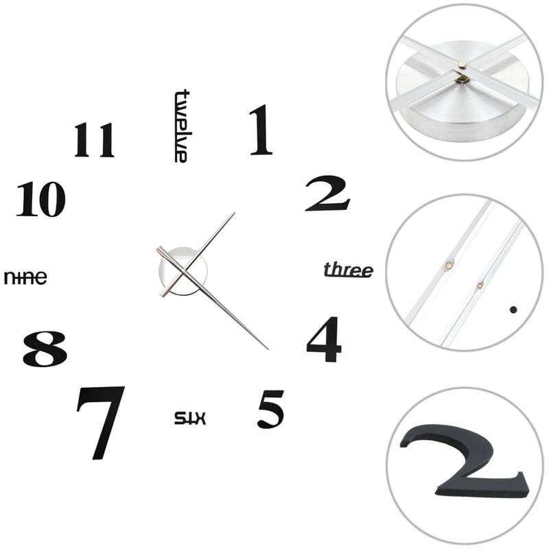 

Reloj 3D de pared con diseño moderno 100 cm XXL negro