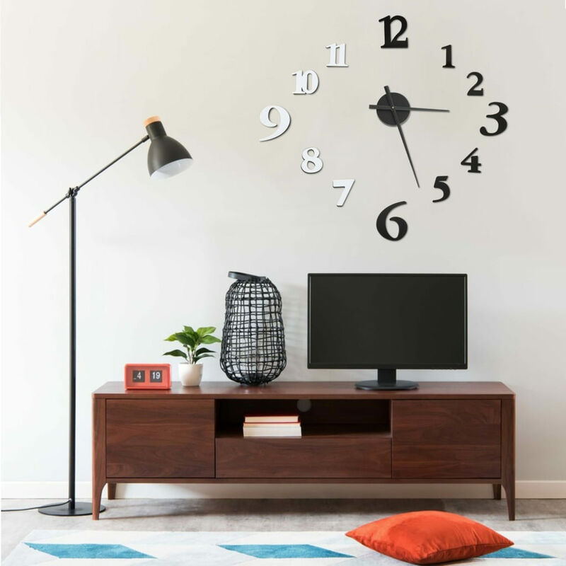 

Reloj 3D de pared con diseno moderno blanco y negro 100 cm XXL