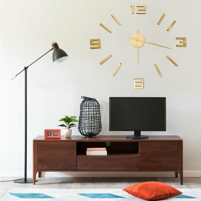 

Happyshopping - Reloj 3D de pared con diseno moderno dorado 100 cm XXL