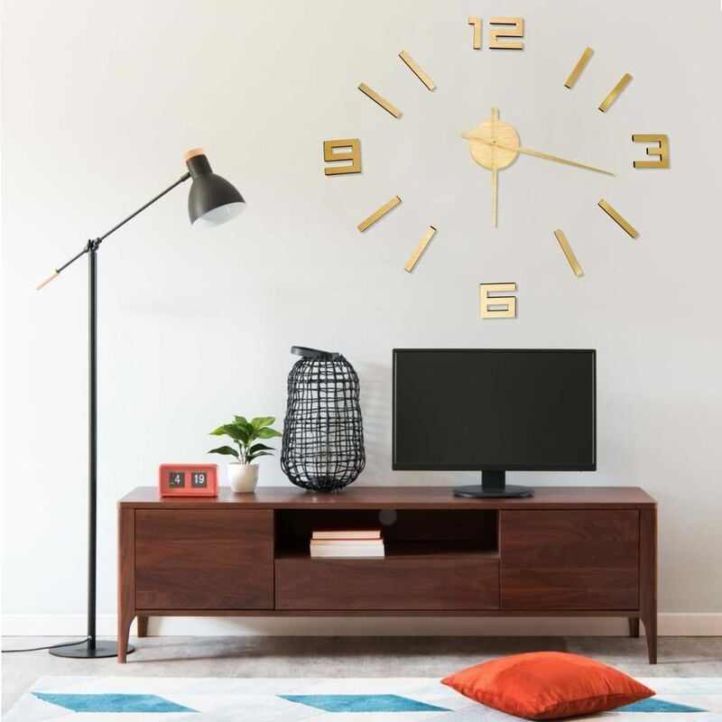 

Reloj 3D de pared con diseño moderno dorado 100 cm XXL