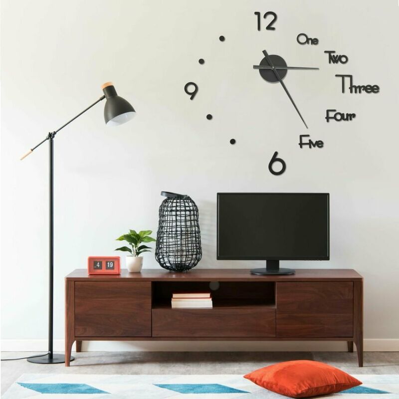 

Reloj 3D de pared con diseno moderno negro 100 cm XXL