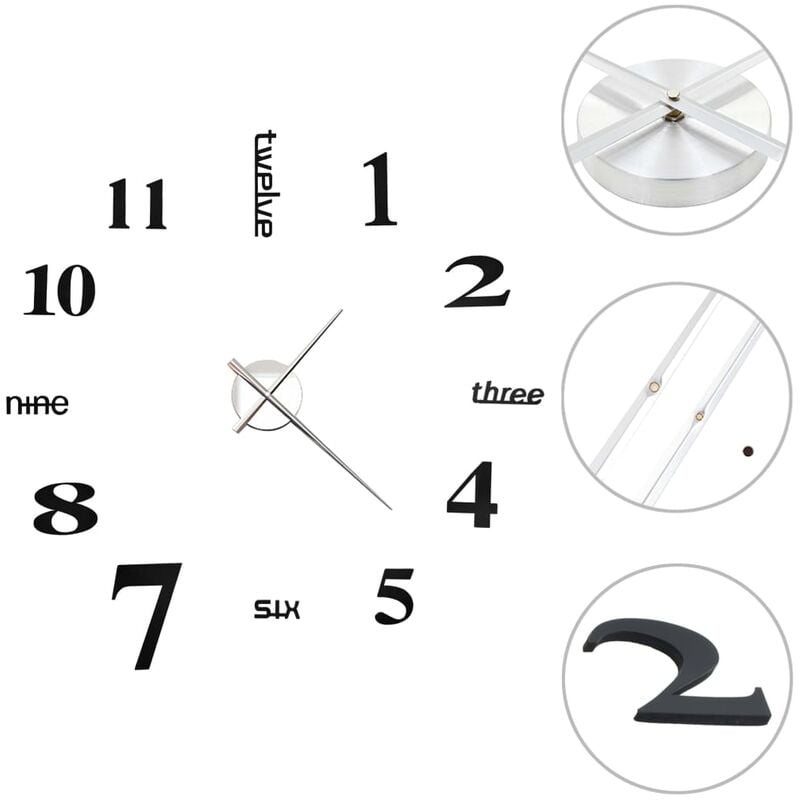 

Reloj 3D de pared con diseo moderno 100 cm XXL negro - Negro