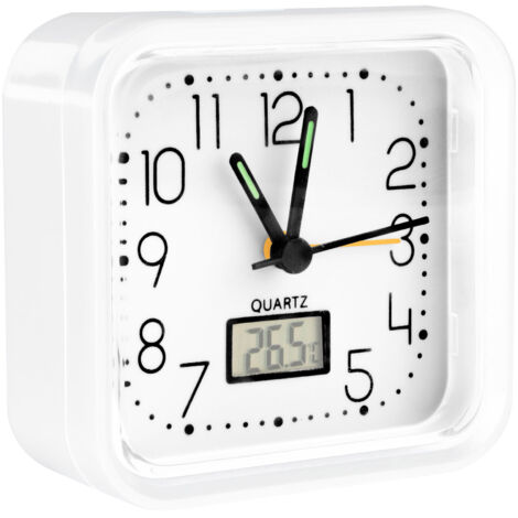 Reloj Analógico con Alarma Blanco 82x82x38mm Kuken