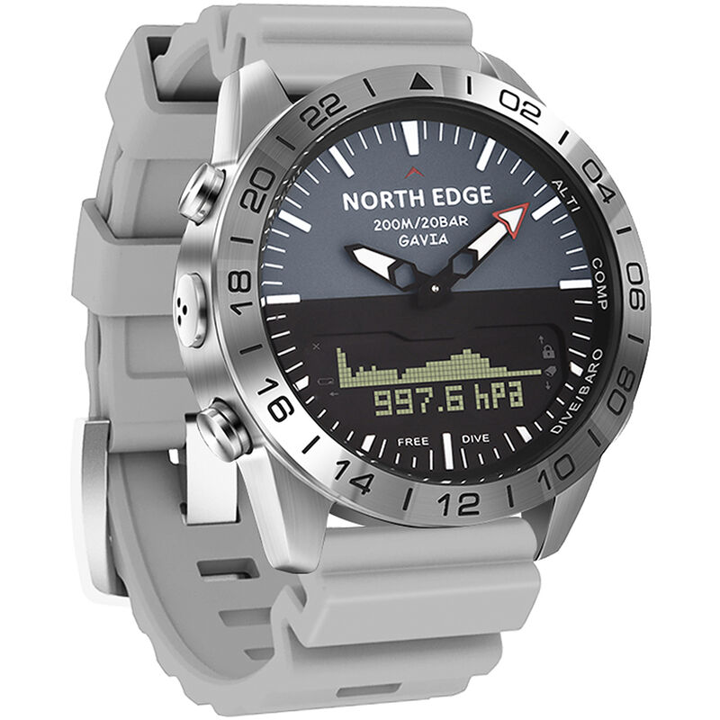 

Reloj analogico digital deportivo para hombre, reloj de buceo, reloj de pulsera de acero para negocios, altímetro, brujula, 200 m, resistente al agua