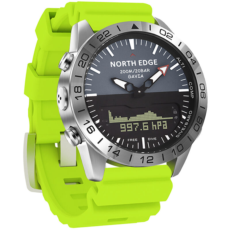 

Reloj analogico digital deportivo para hombre, reloj de buceo, reloj de pulsera de acero para negocios, altímetro, brujula, 200 m, resistente al agua